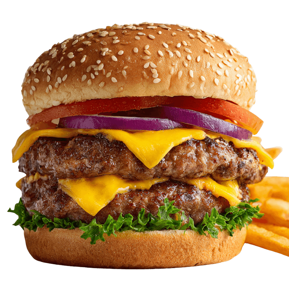 Hamburguesa clásica de ternera o pollo con queso gouda y jamón york