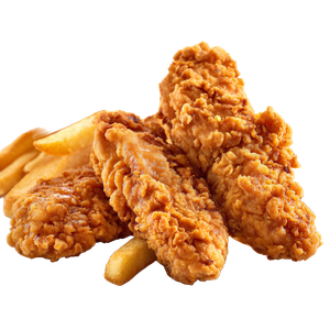 Ración de tenders de pollo con patatas fritas