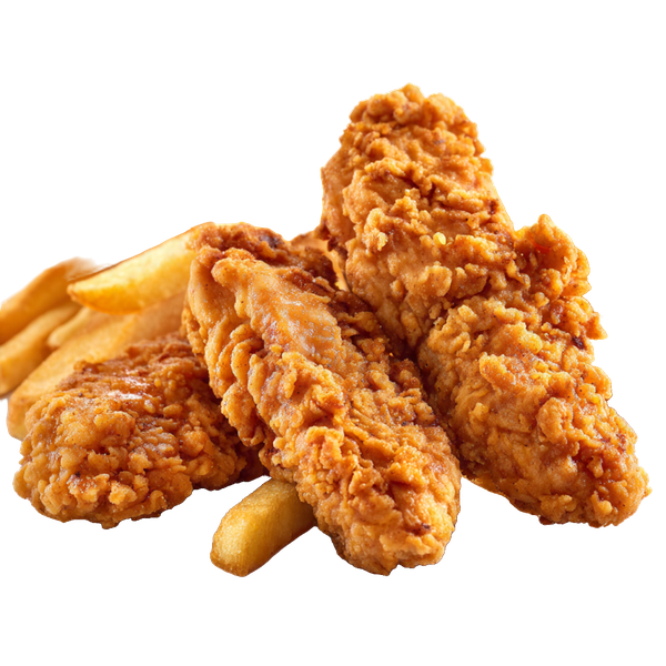 Ración de tenders de pollo con patatas fritas