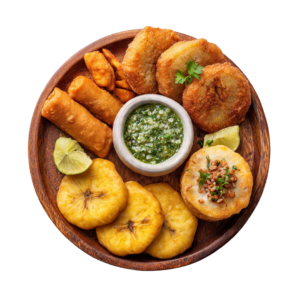 Tabla de degustación venezolana con carne